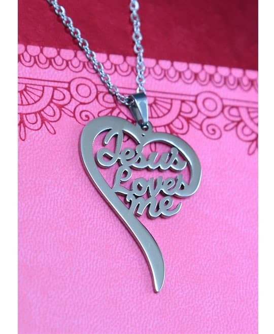 JESUS LOVES ME HEART NECKLACE - 2