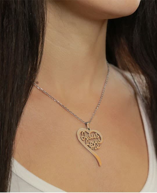 JESUS LOVES ME HEART NECKLACE - 3
