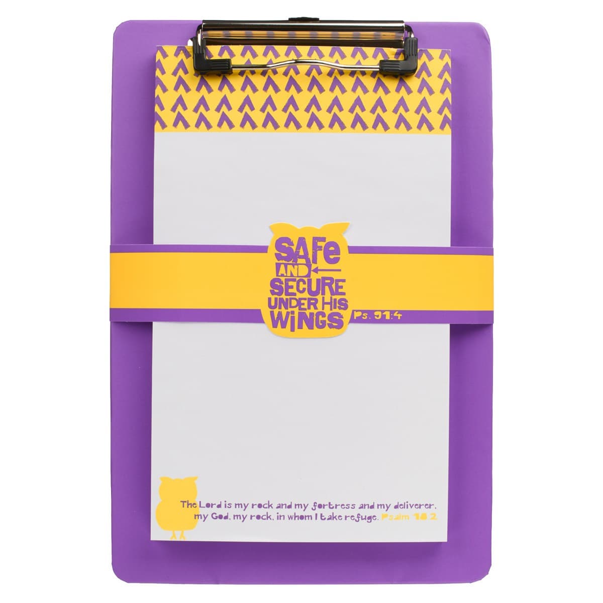 Purple "Wings of Joy" Clipboard and Notepad Featuring Psalm 91:4 - 1