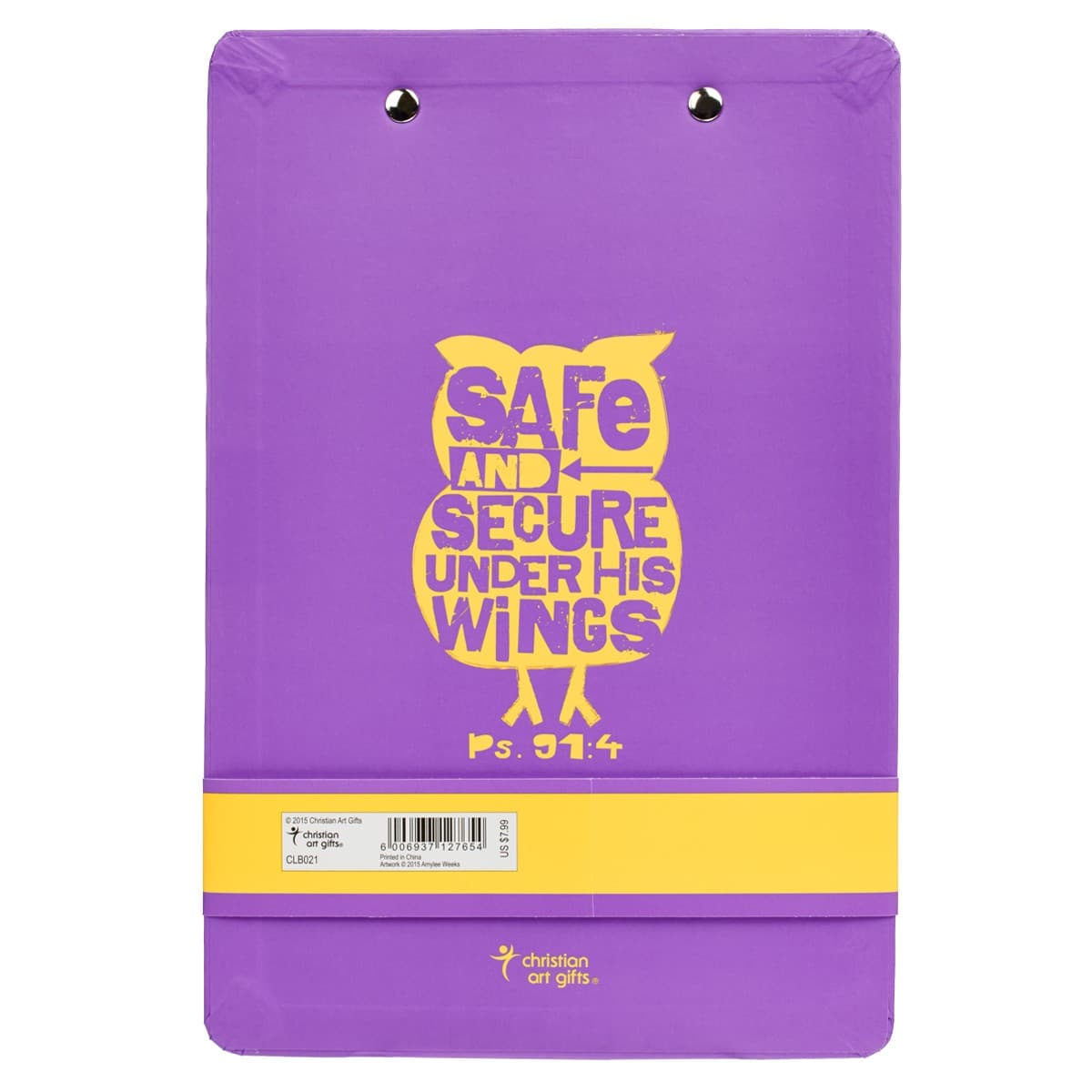 Purple "Wings of Joy" Clipboard and Notepad Featuring Psalm 91:4 - 2