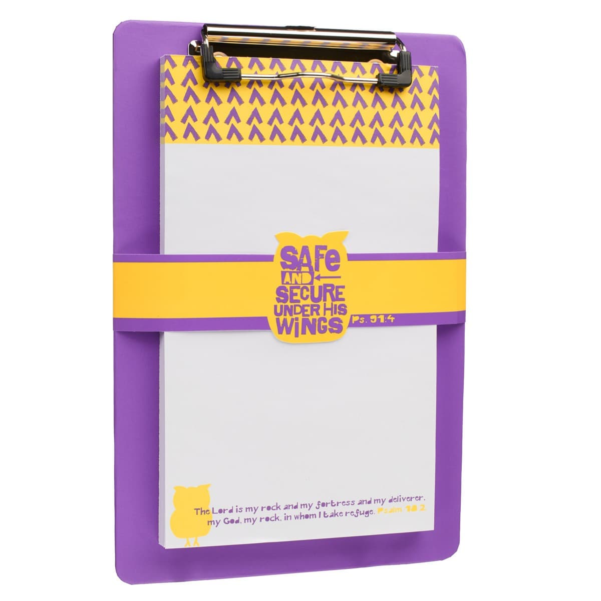 Purple "Wings of Joy" Clipboard and Notepad Featuring Psalm 91:4 - 3