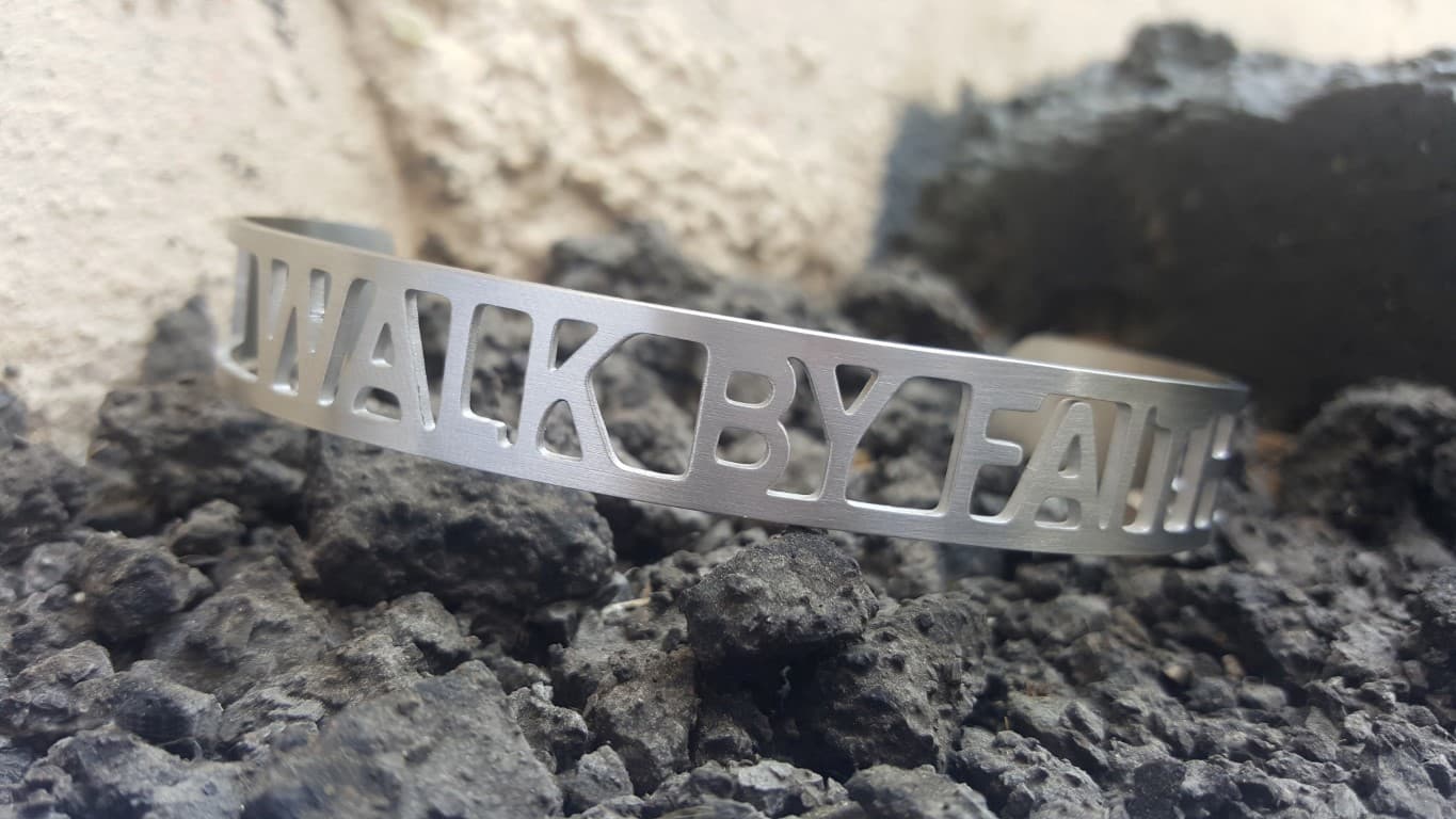 WALK BY FAITH SILVER BANGLE - 1