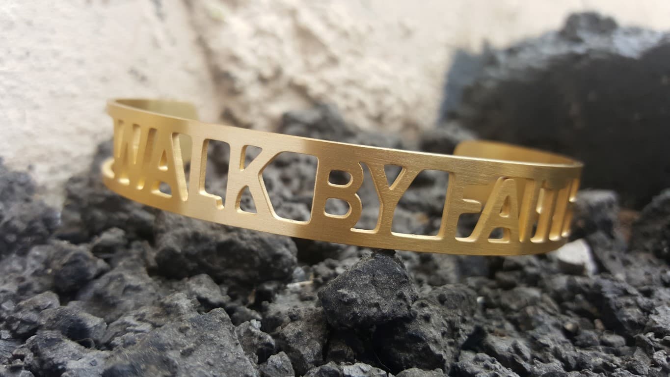 WALK BY FAITH GOLD PLATED BANGLE - 1
