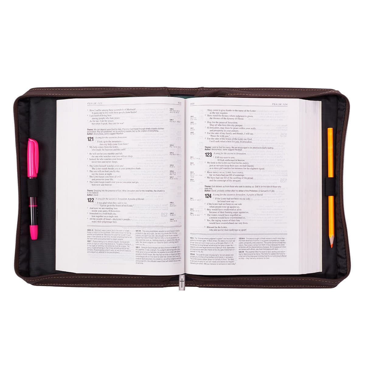 BIBLE COVER FASHION TEAL/BROWN BLESSED LUKE 1:45 - 5