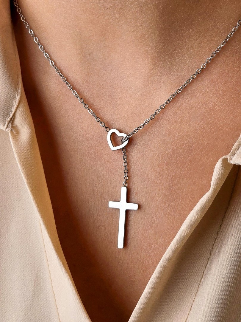 HEART CROSS NECKLACE - 1