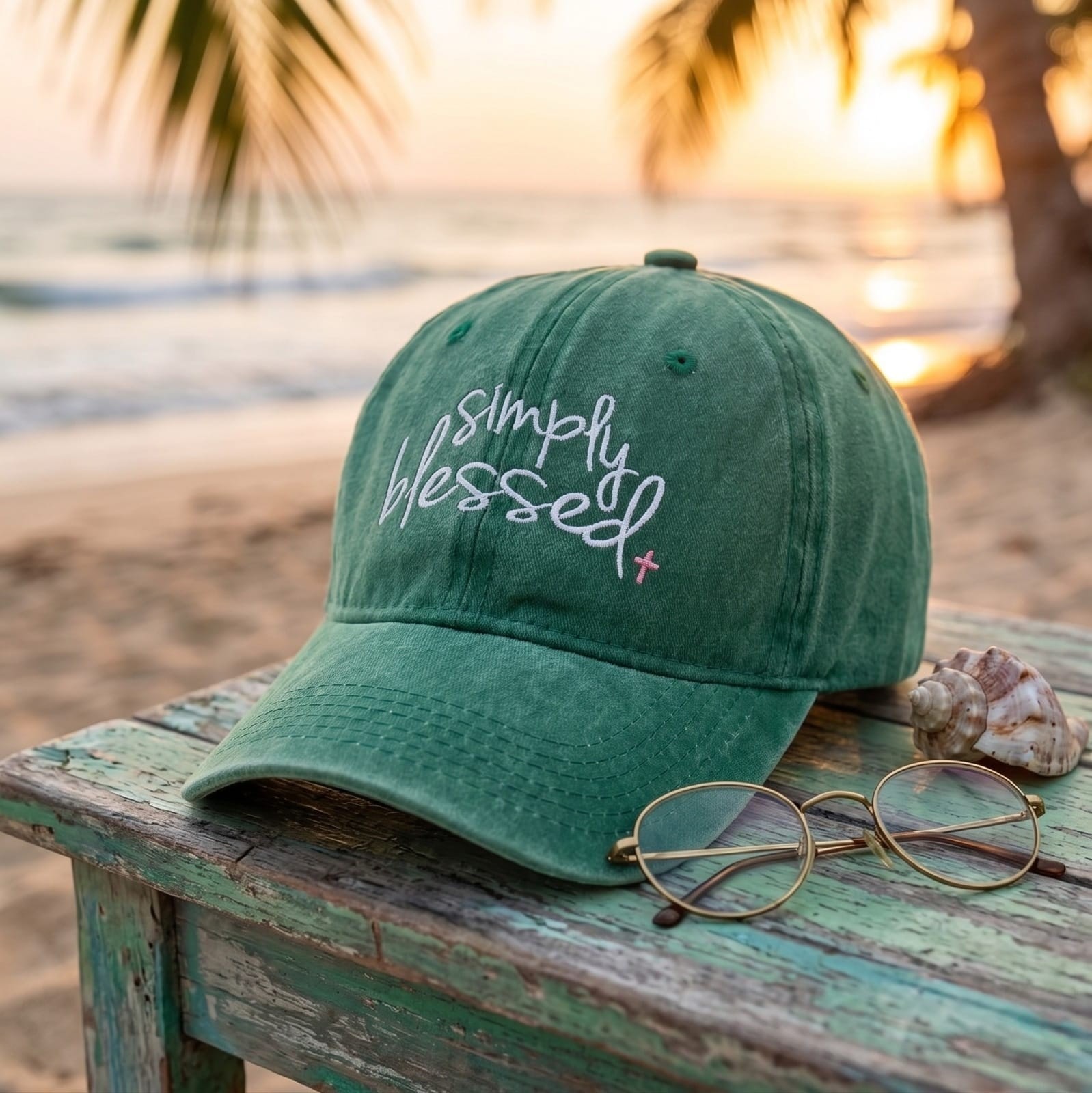 SIMPLY BLESSED GREEN HAT - 2