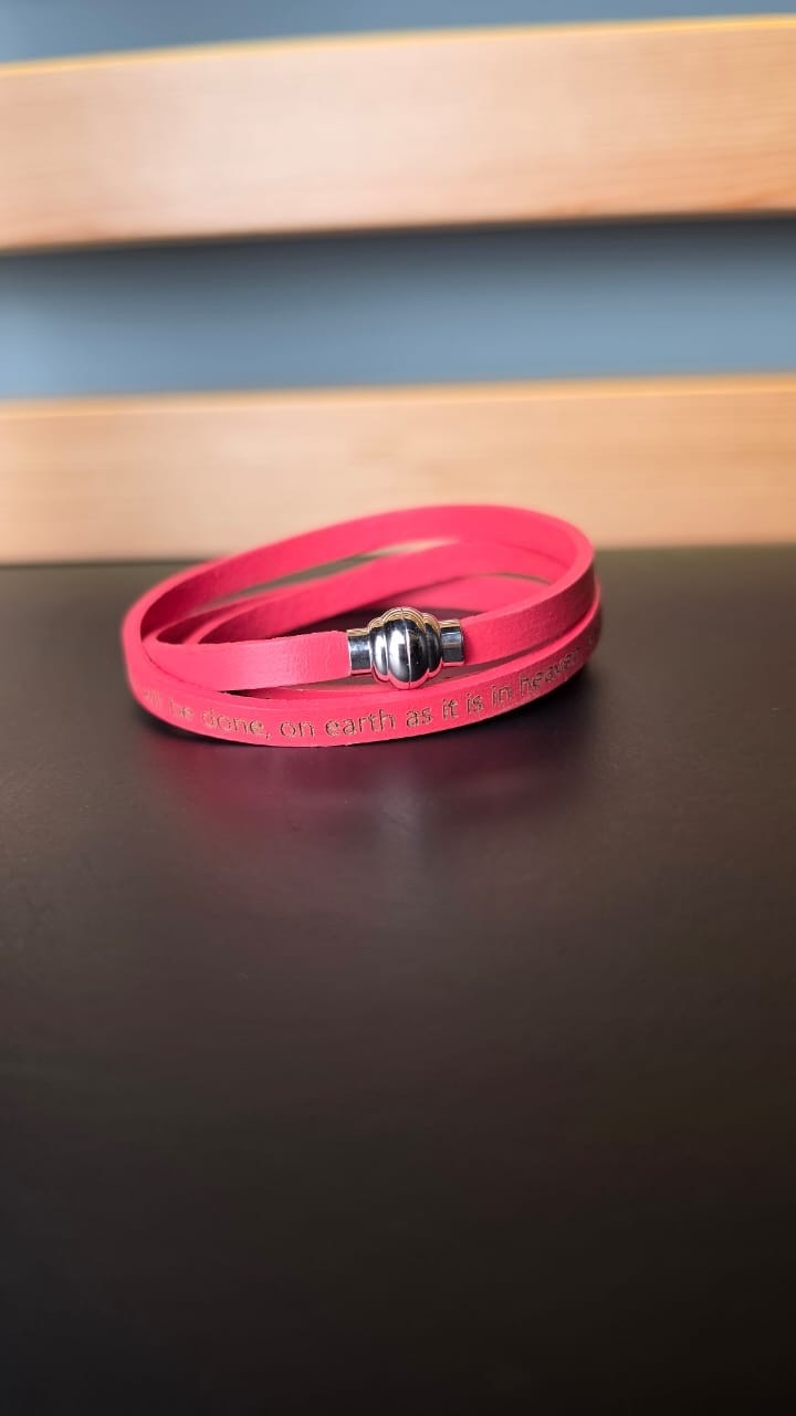 OUR FATHER WRAP BRACELET RED LG 60CM - 2