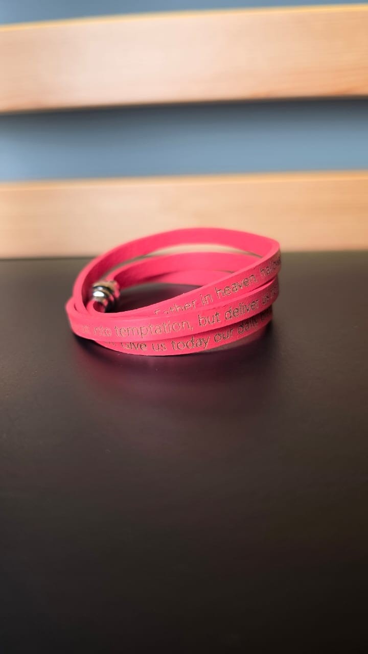 OUR FATHER WRAP BRACELET RED LG 60CM - 3