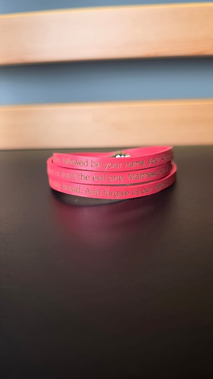 OUR FATHER WRAP BRACELET RED MD 57CM - 1