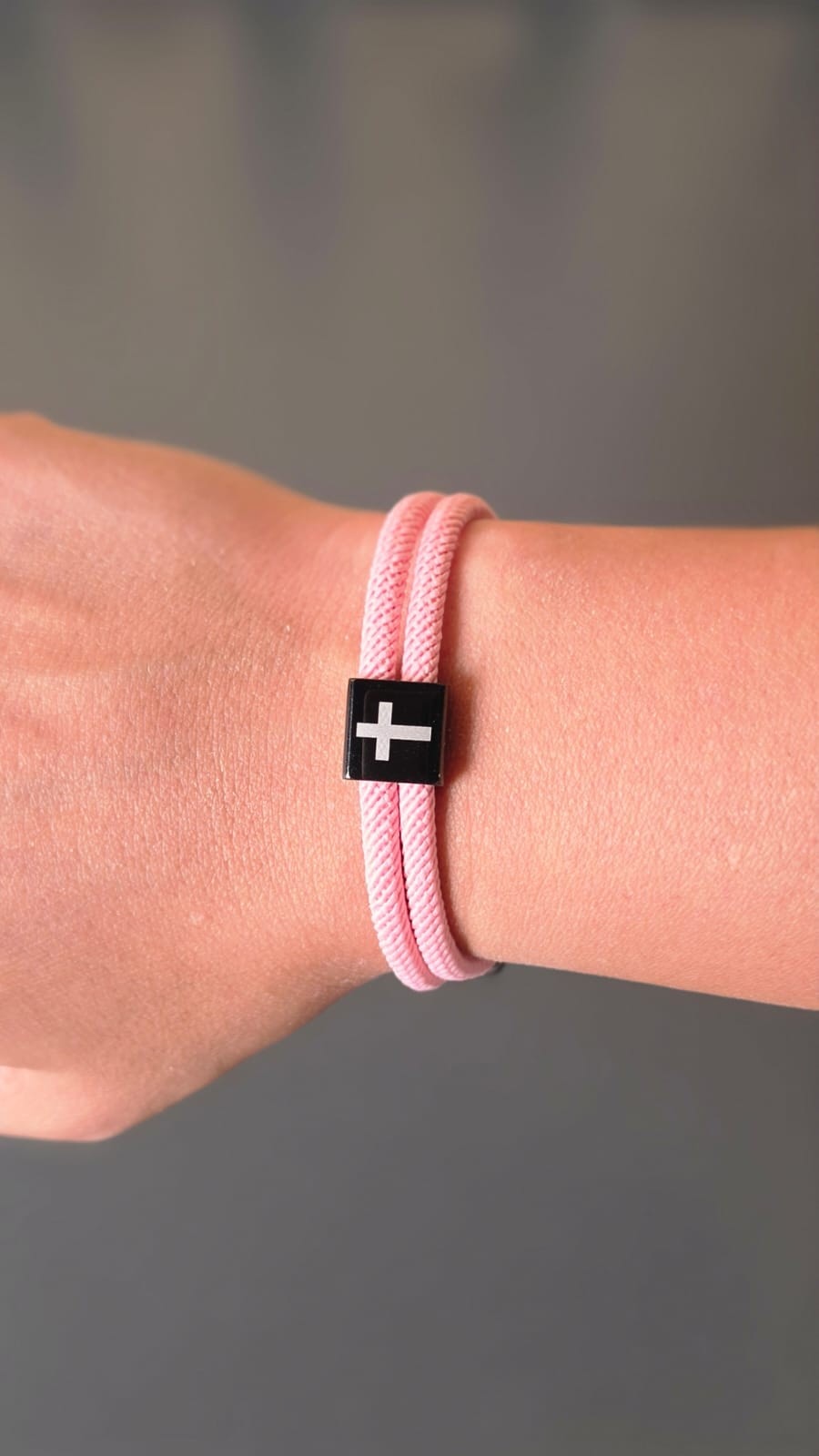 BABY PINK CROSS BRAIDED ROPE BRACELET - 2