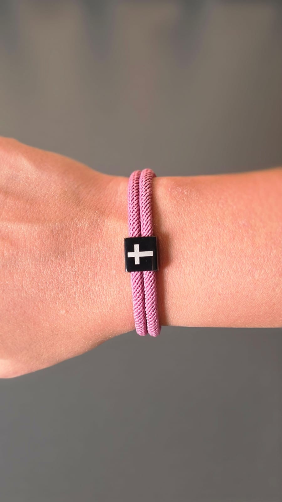 DUSTY ROSE CROSS BRAIDED ROPE BRACELET - 2