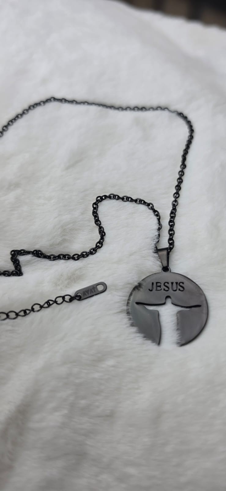 JESUS REDEEMER BLACK NECKLACE - 4
