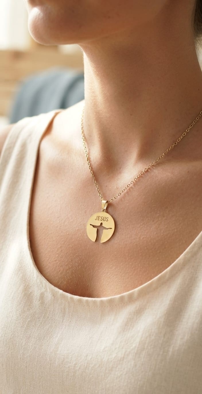 JESUS REDEEMER GOLD PLATED NECKLACE - 3