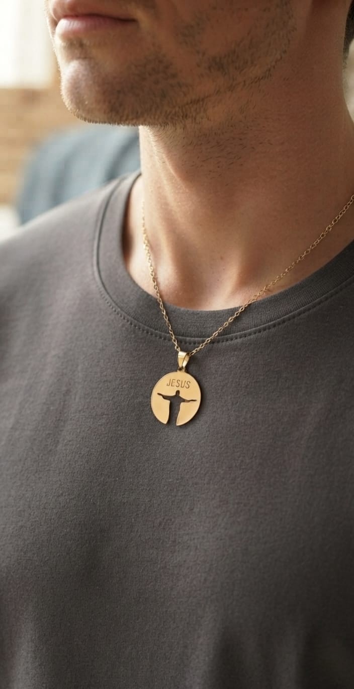 JESUS REDEEMER GOLD PLATED NECKLACE - 2
