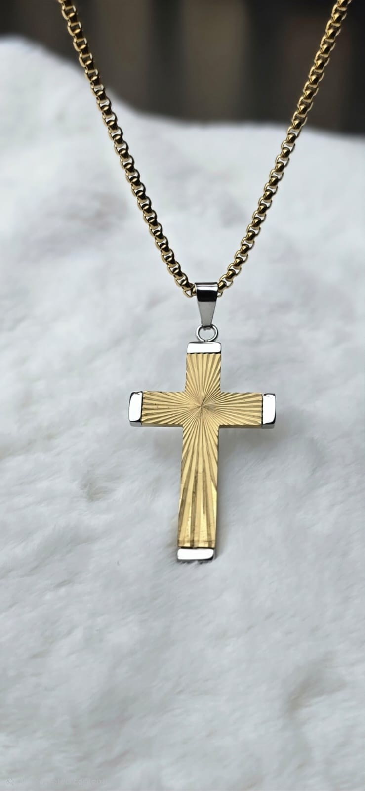 RADIANT CROSS GOLD PLATED NECKLACE - 3