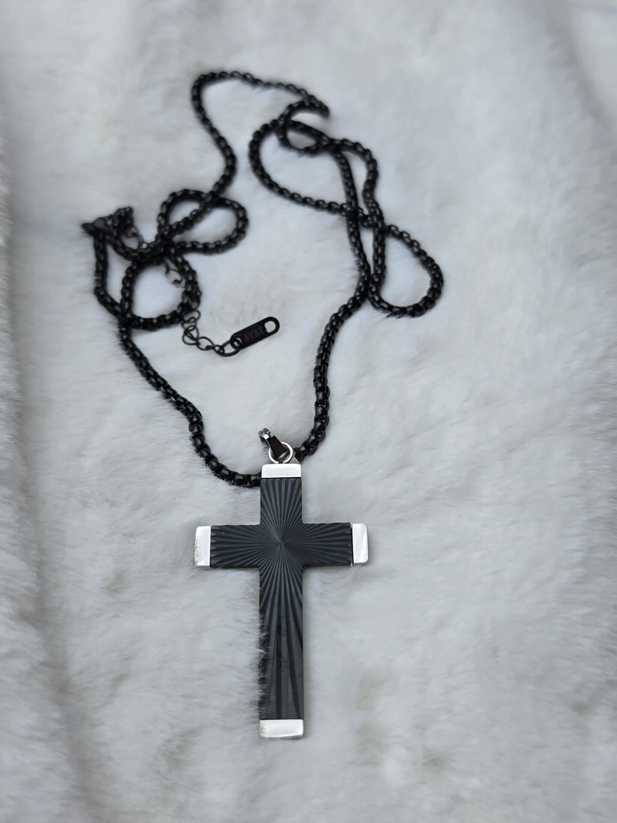 RADIANT CROSS BLACK NECKLACE - 5