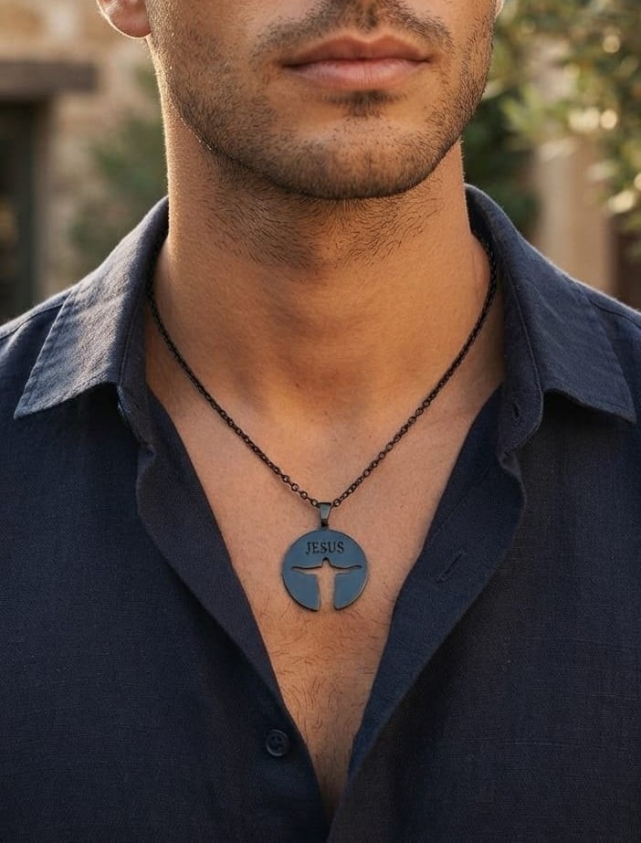 JESUS REDEEMER BLACK NECKLACE - 2