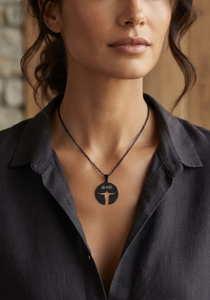 JESUS REDEEMER BLACK NECKLACE - 3