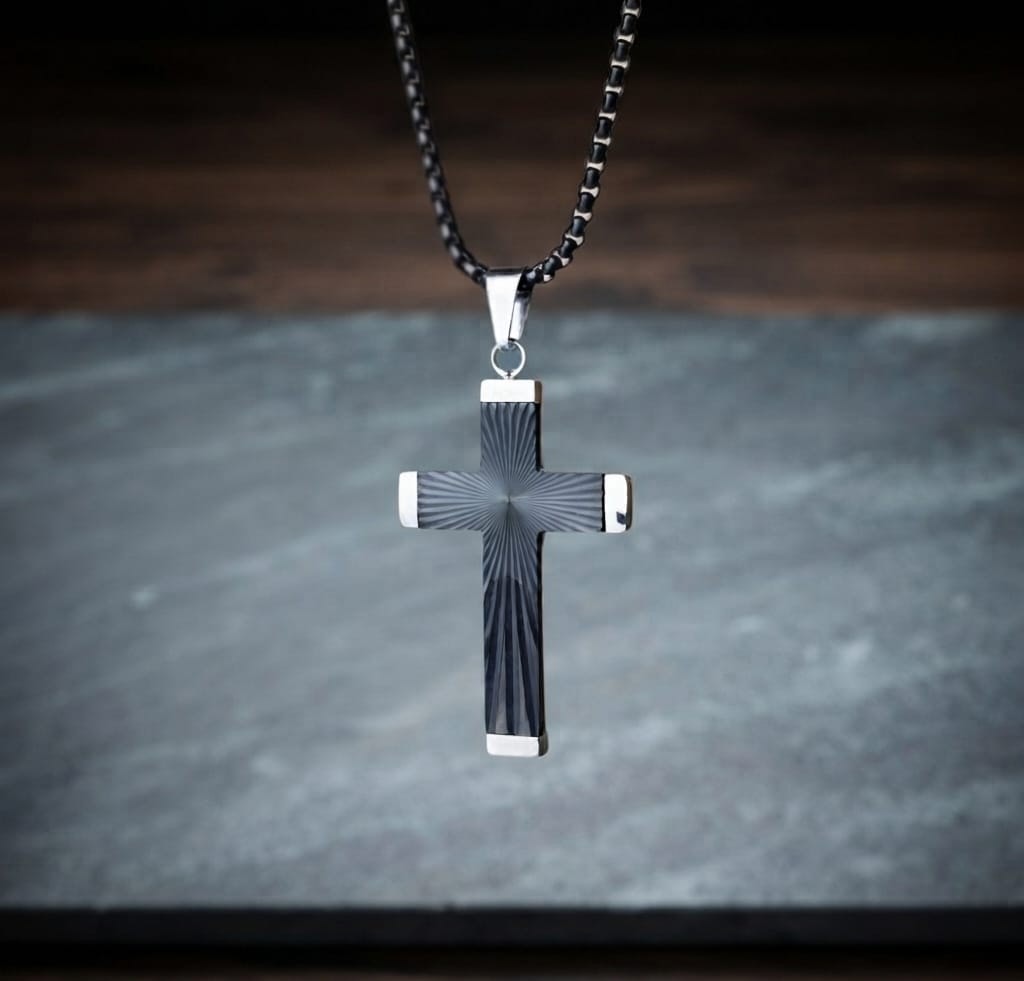 RADIANT CROSS BLACK NECKLACE - 2