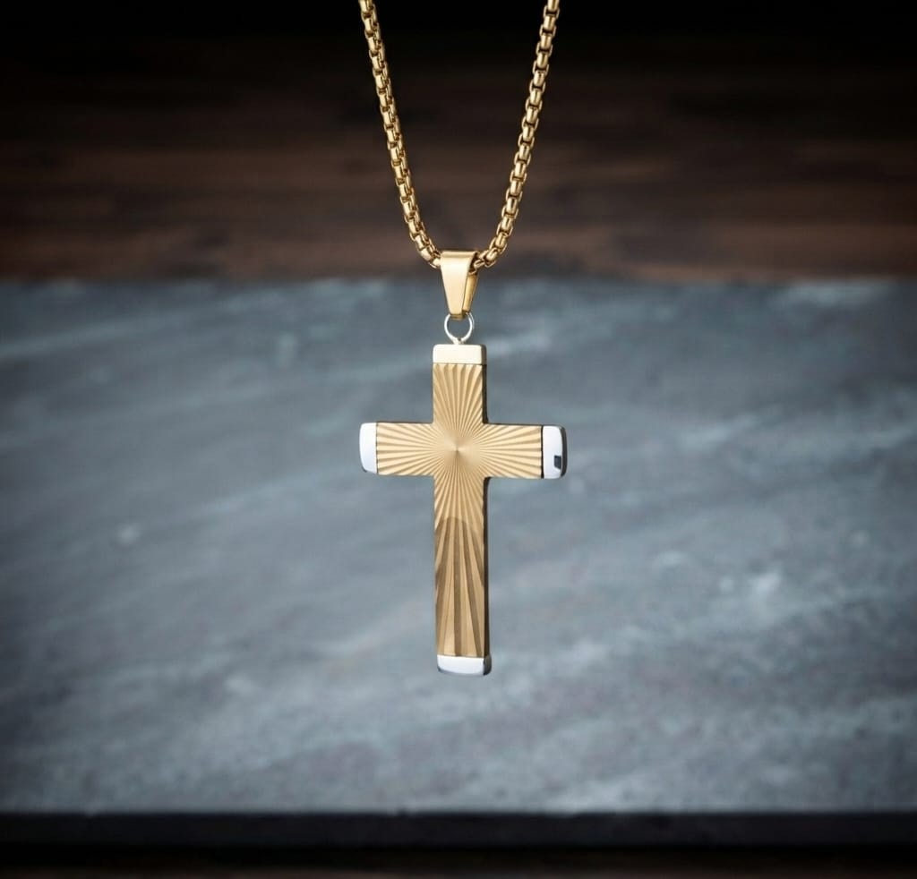 RADIANT CROSS GOLD PLATED NECKLACE - 2