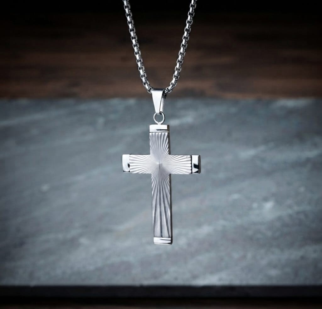 RADIANT CROSS SILVER NECKLACE - 2