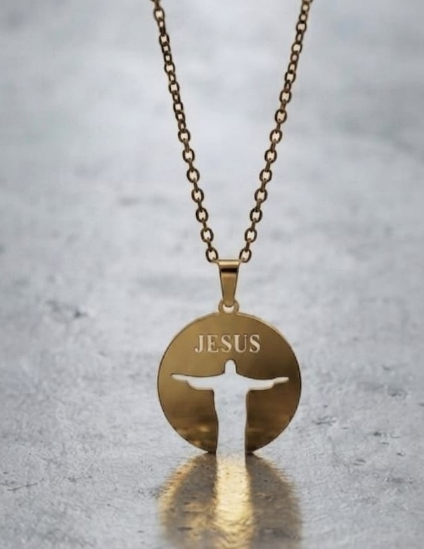 JESUS REDEEMER GOLD PLATED NECKLACE - 1