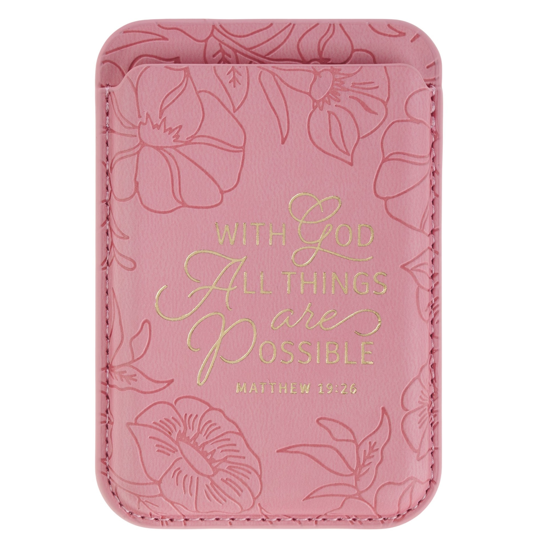 Phone Wallet Magnetic Pink With God All Things Matt 19:26 - 1