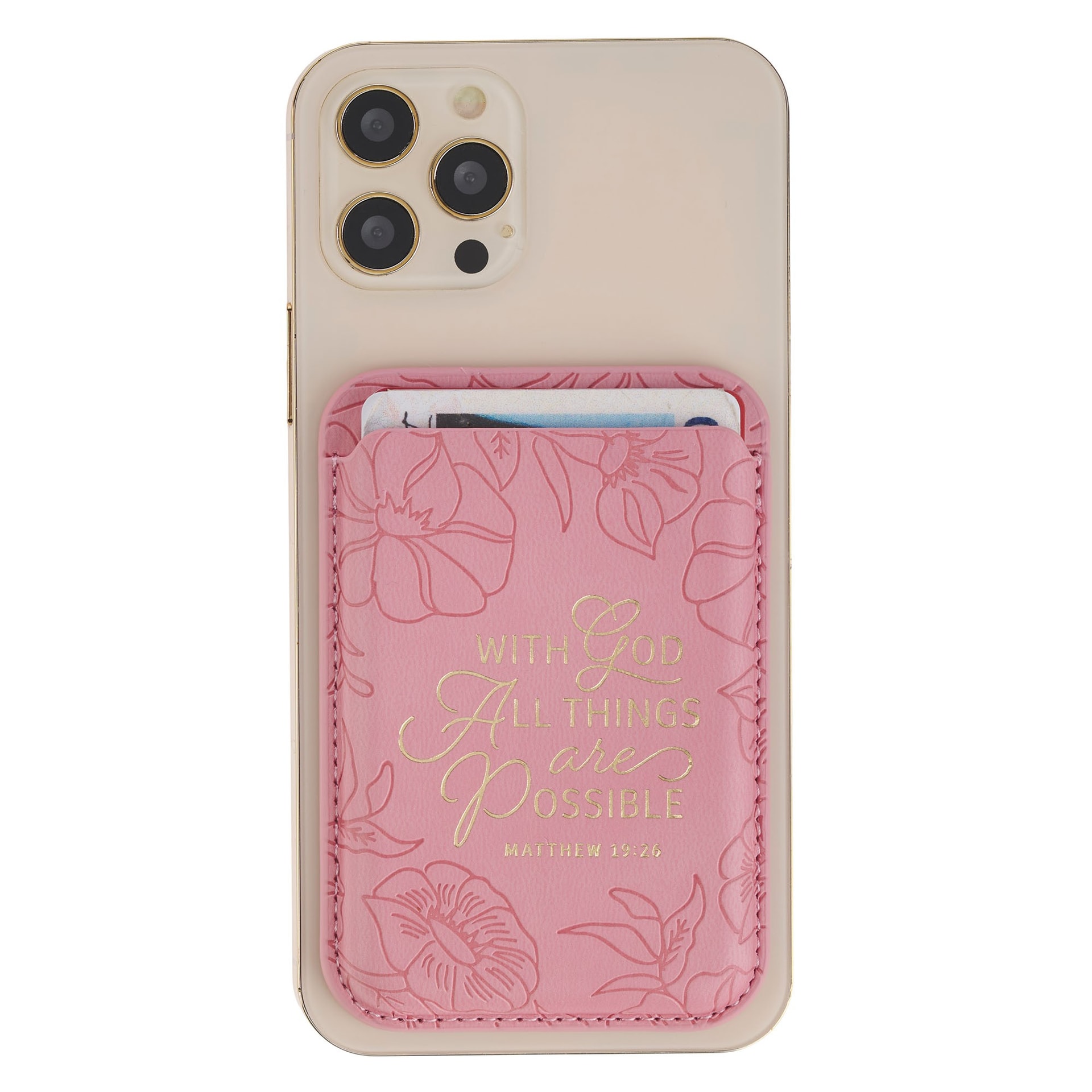 Phone Wallet Magnetic Pink With God All Things Matt 19:26 - 4