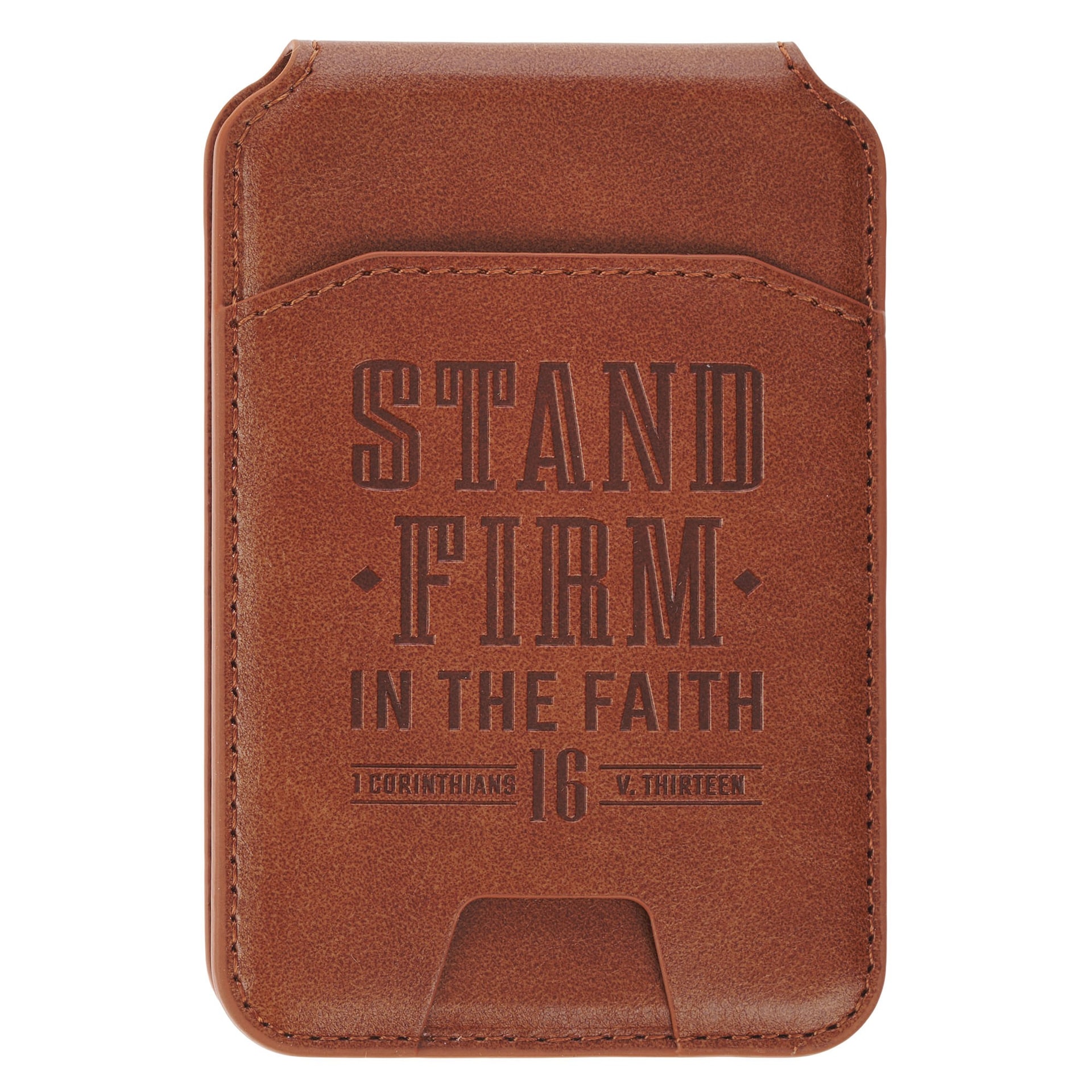 Phone Wallet Magnetic Leather Brown Stand Firm 1 Cor 16:13 - 1
