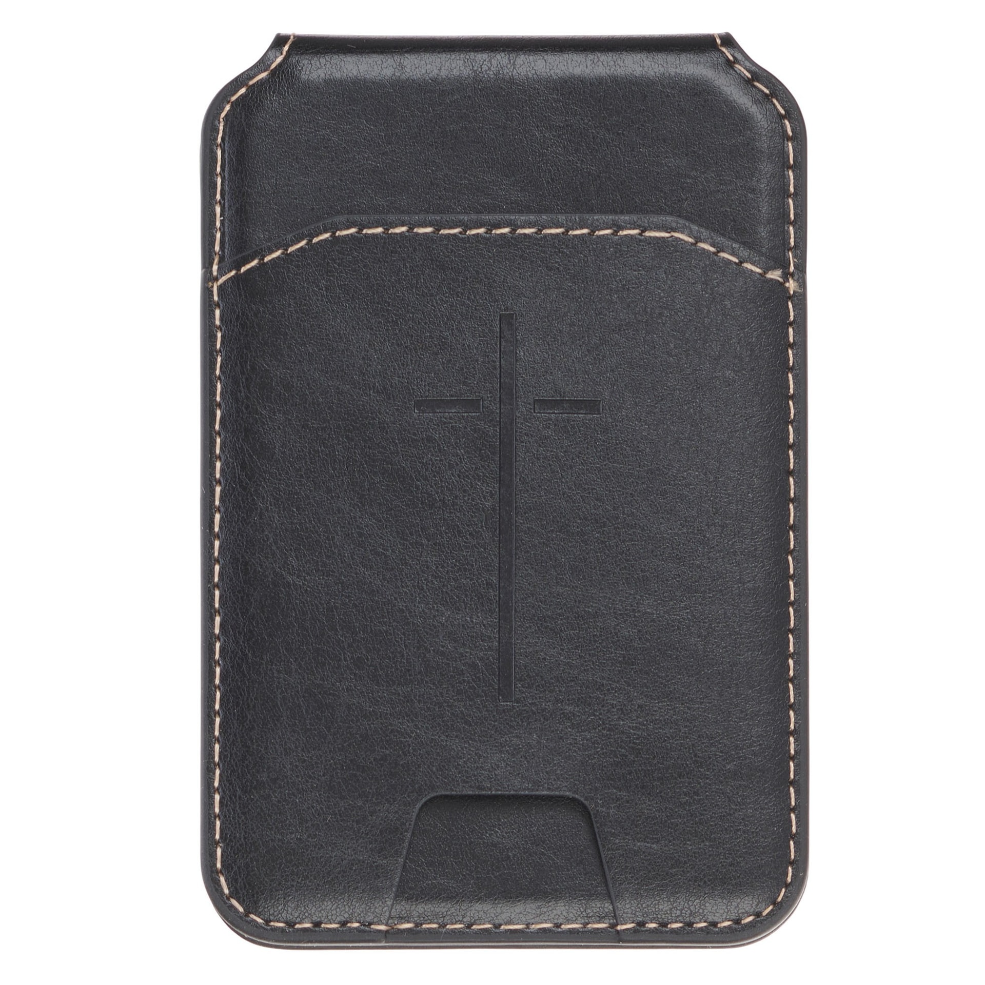 Phone Wallet Magnetic Leather Black Cross - 1