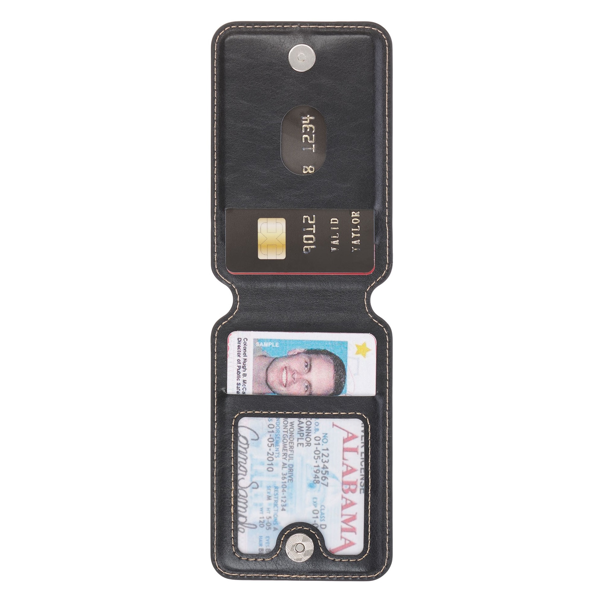 Phone Wallet Magnetic Leather Black Cross - 4