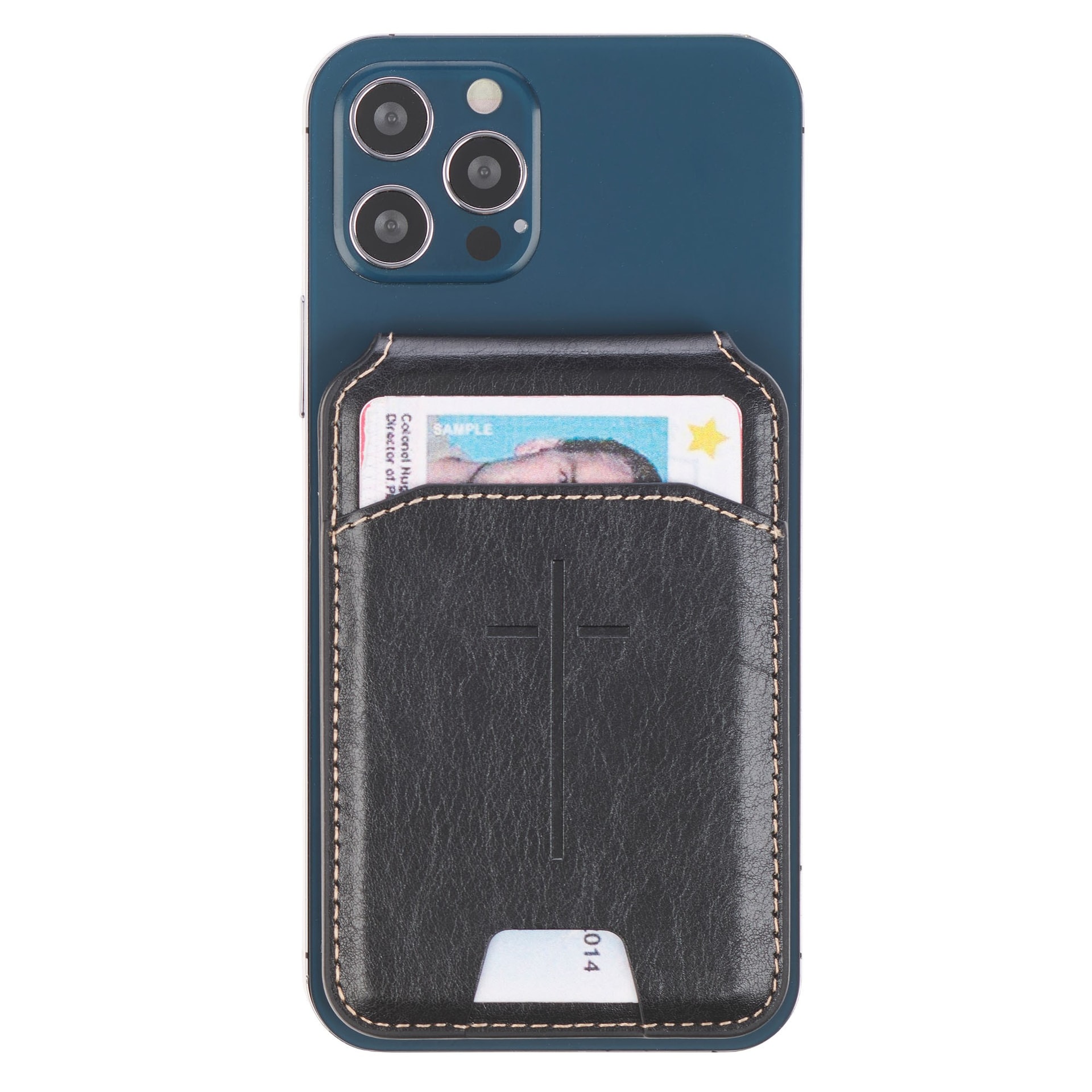 Phone Wallet Magnetic Leather Black Cross - 5
