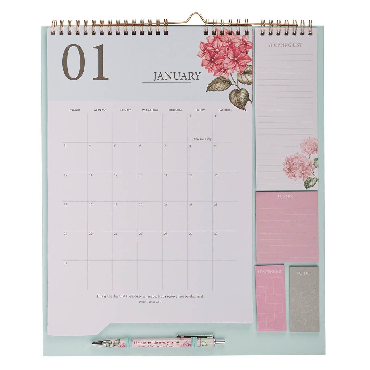 Calendar/Stationery set w/pen Rose & Hydrangeas Ecc 3:11 - 3