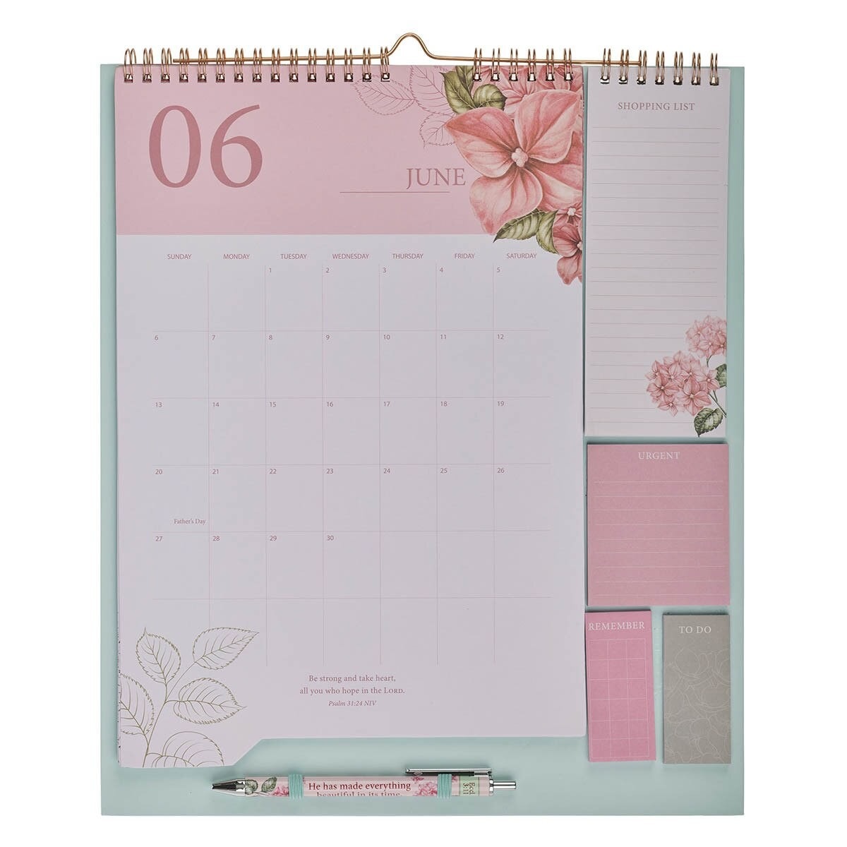 Calendar/Stationery set w/pen Rose & Hydrangeas Ecc 3:11 - 4