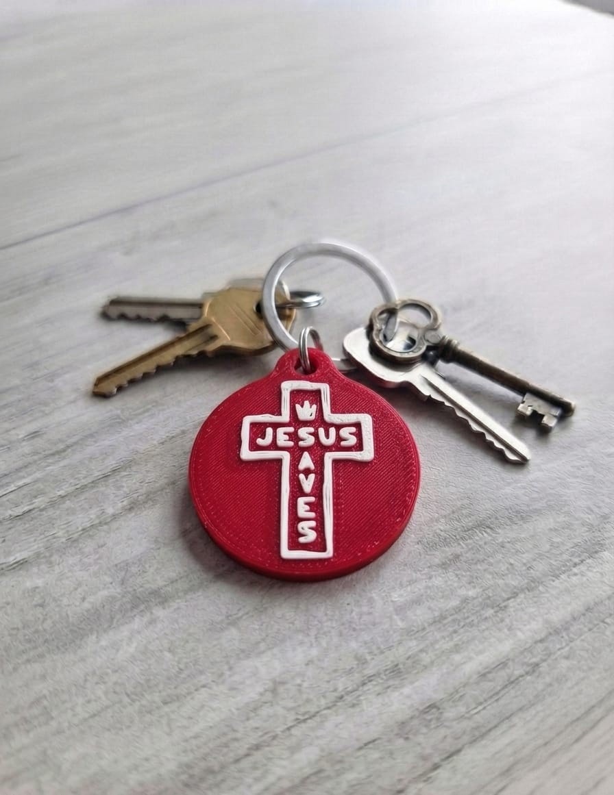 JESUS SAVES NFC TAG RED - 2