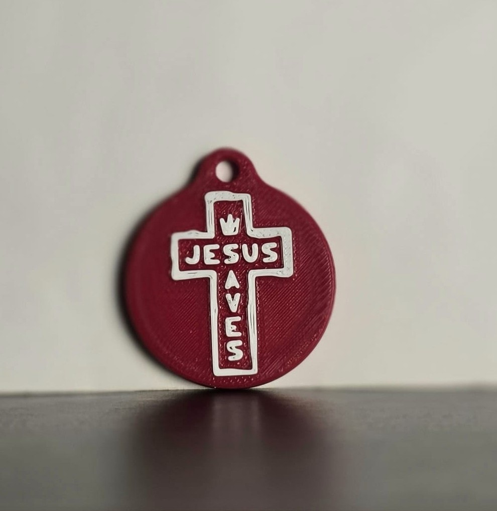 JESUS SAVES NFC TAG RED - 1