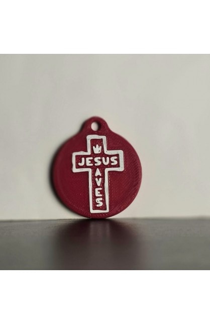 JESUS SAVES NFC TAG RED