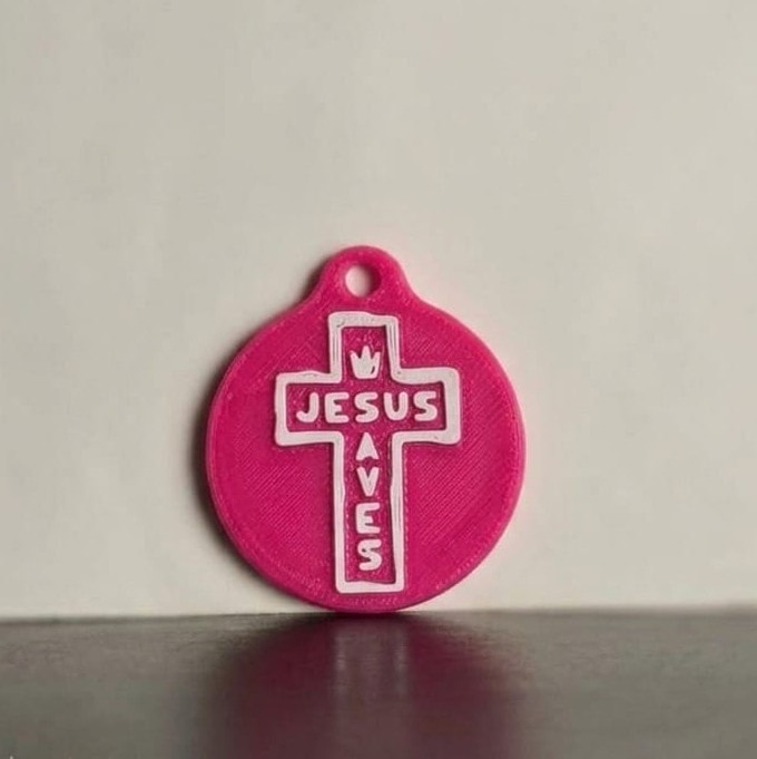 JESUS SAVES NFC TAG PINK - 1